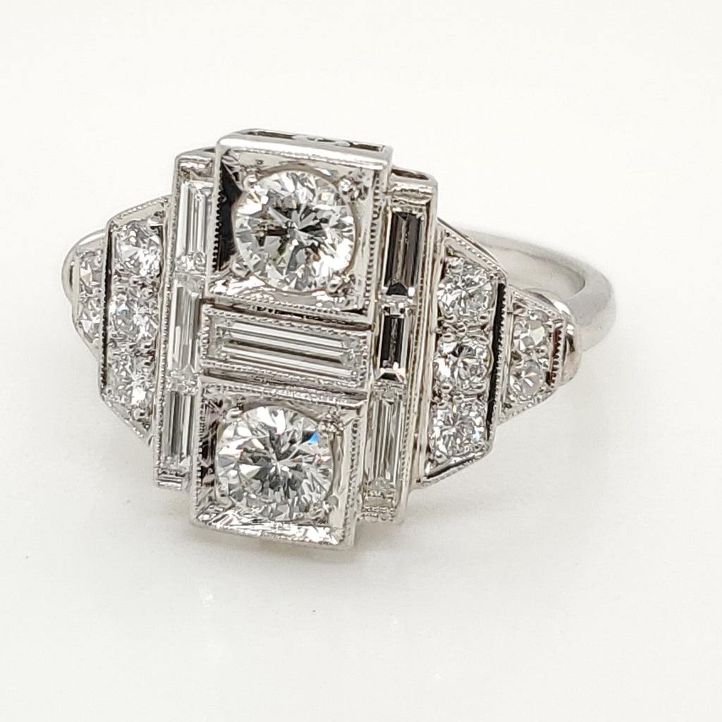 Art Deco Style Platinum and Diamond Ring
