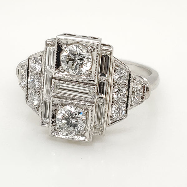 Art Deco Style Platinum and Diamond Ring