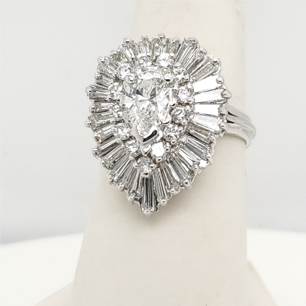 Vintage Platinum and Diamond Ballerina Ring