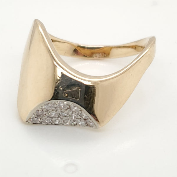 14kt Yellow Gold and Diamond Modernist design Ring