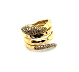 0.87 Ctw 18kt Yellow Gold and Diamond Snake Wrap Ring