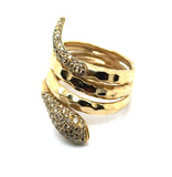 0.87 Ctw 18kt Yellow Gold and Diamond Snake Wrap Ring