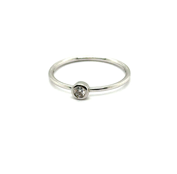 14kt White Gold White Bezel Set Diamond Ring