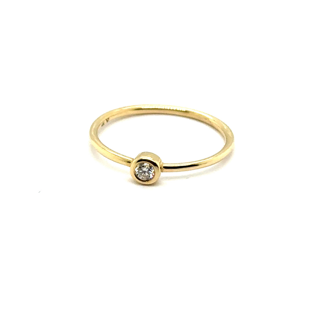 14kt Yellow Gold White Bezel Set Diamond Ring