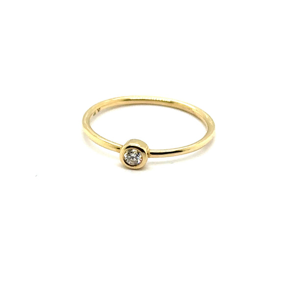 14kt Yellow Gold White Bezel Set Diamond Ring