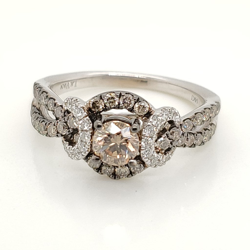 LeVian 14kt White Gold White and Chocolate Diamond Ring