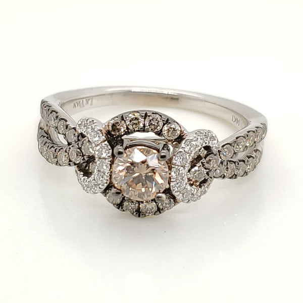 LeVian 14kt White Gold White and Chocolate Diamond Ring