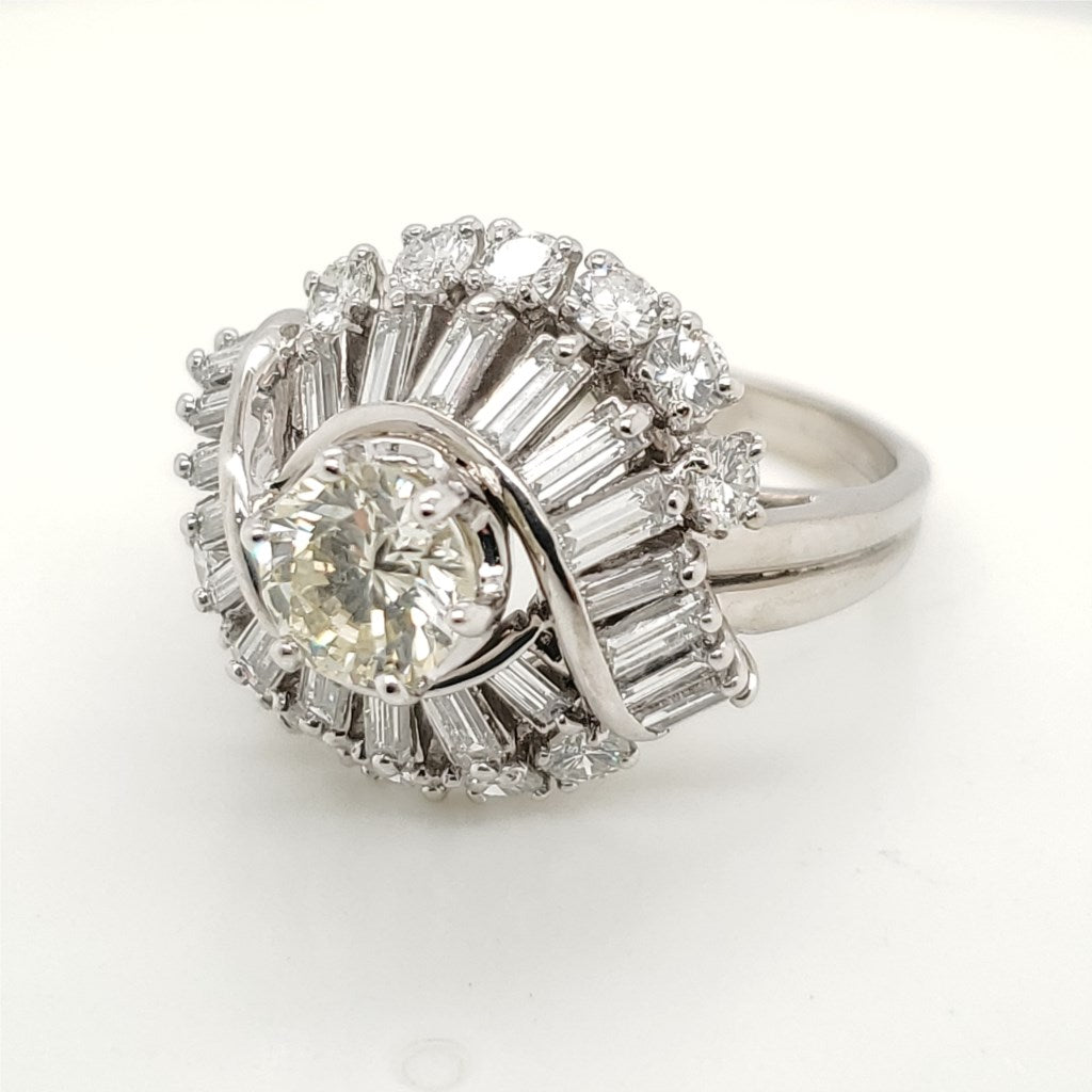 Vintage 50S Retro Plattinum Diamond Ring