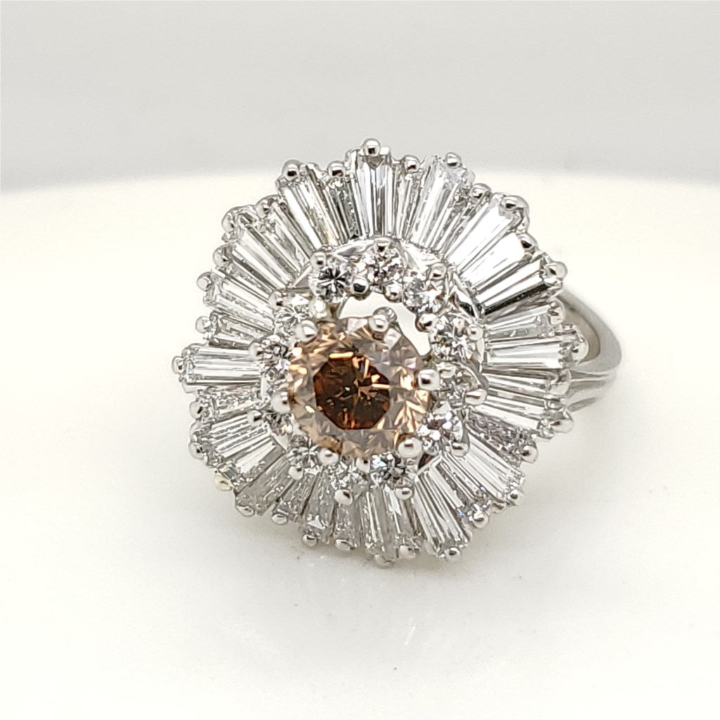 Vintage Platinum and Diamond Ballerina Style Ring