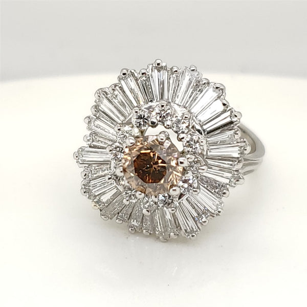 Vintage Platinum and Diamond Ballerina Style Ring