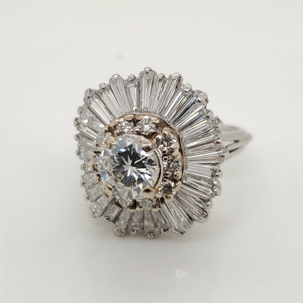 Vintage 18kt White Gold and Diamond Ballerina Style Ring