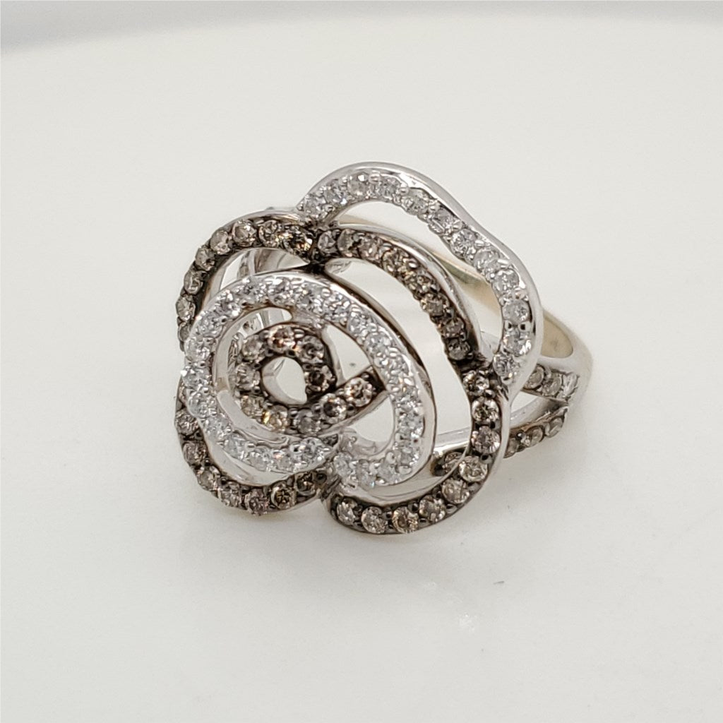 LeVian 14kt White Gold White and Chocolate Diamond Ring