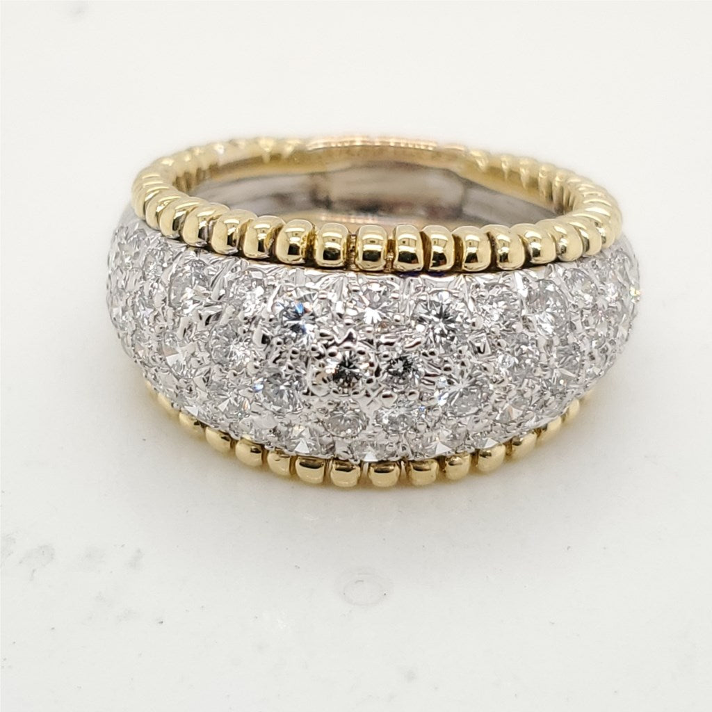 18kt Yellow Gold and Platinum Pave Set Diamond Ring