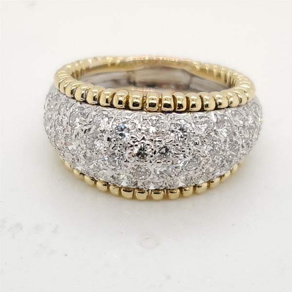 18kt Yellow Gold and Platinum Pave Set Diamond Ring