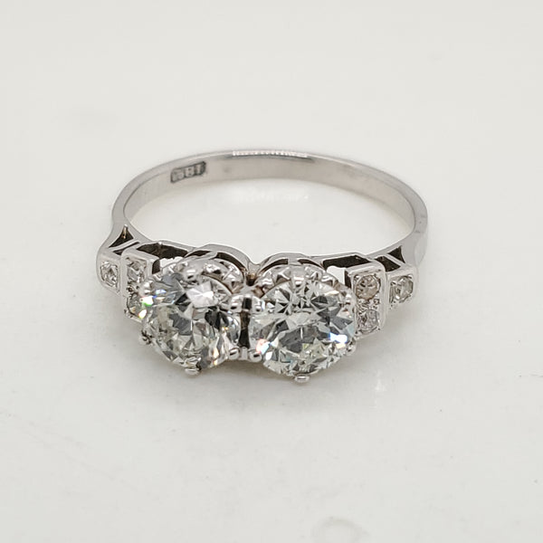 Vintage Art Deco 18kt White Gold Double Diamond ring