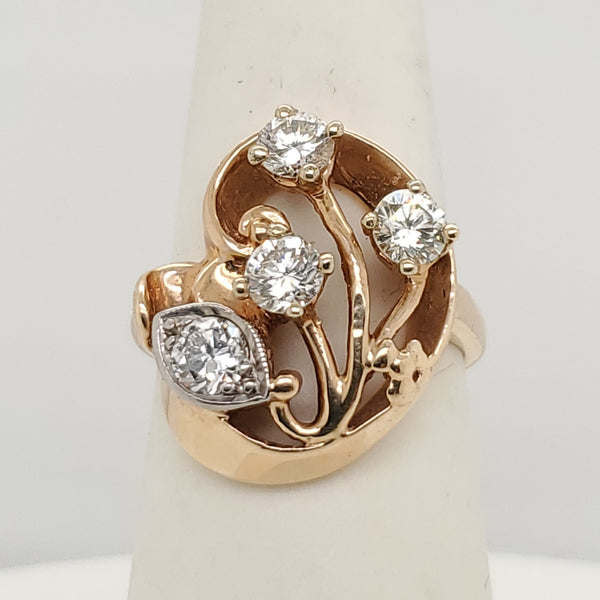 Retro Period 14kt Yellow Gold and Diamond ring