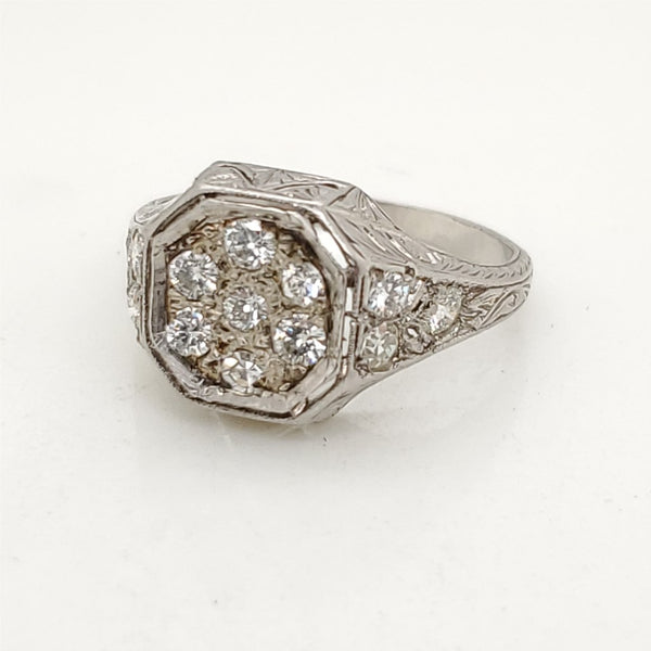 Art Deco Platinum Filigree Diamond Ring