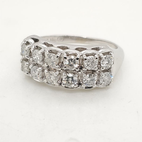14kt White Gold Double Row Diamond Ring