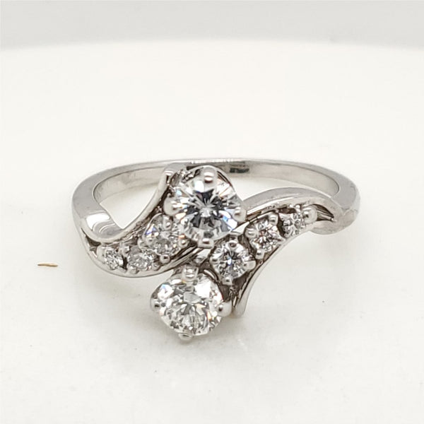 18kt White Gold and Diamond Bypass Design Ring