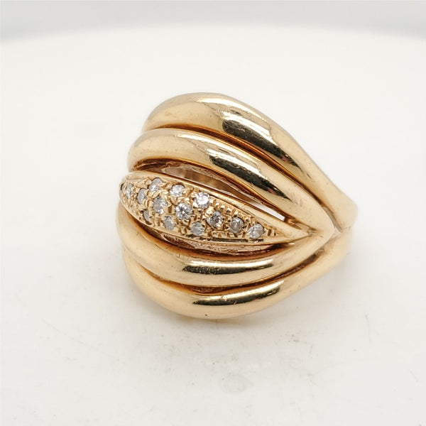 14kt Yellow Gold and Diamond Dome Ring