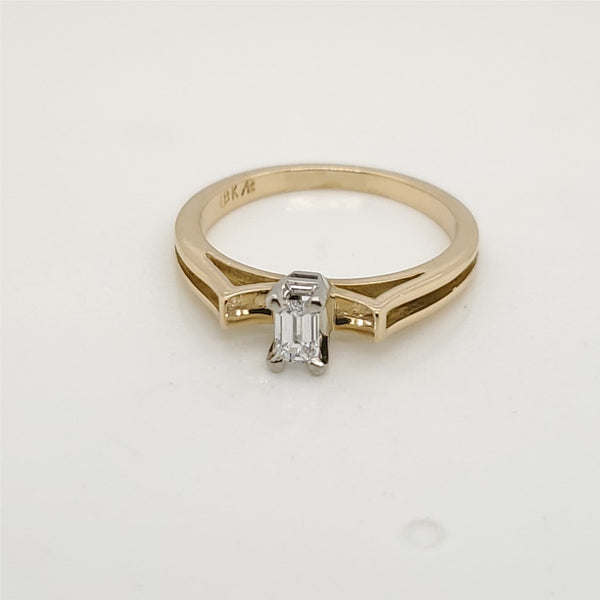 18kt Yellow Gold Emerald Cut Diamond Ring