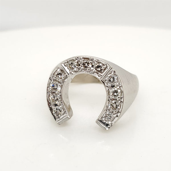Vintage 14kt White Gold and Diamond Horseshoe Ring