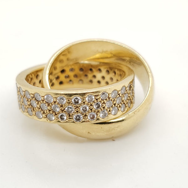 18kt Yellow Gold and Diamond Rolling Ring Band