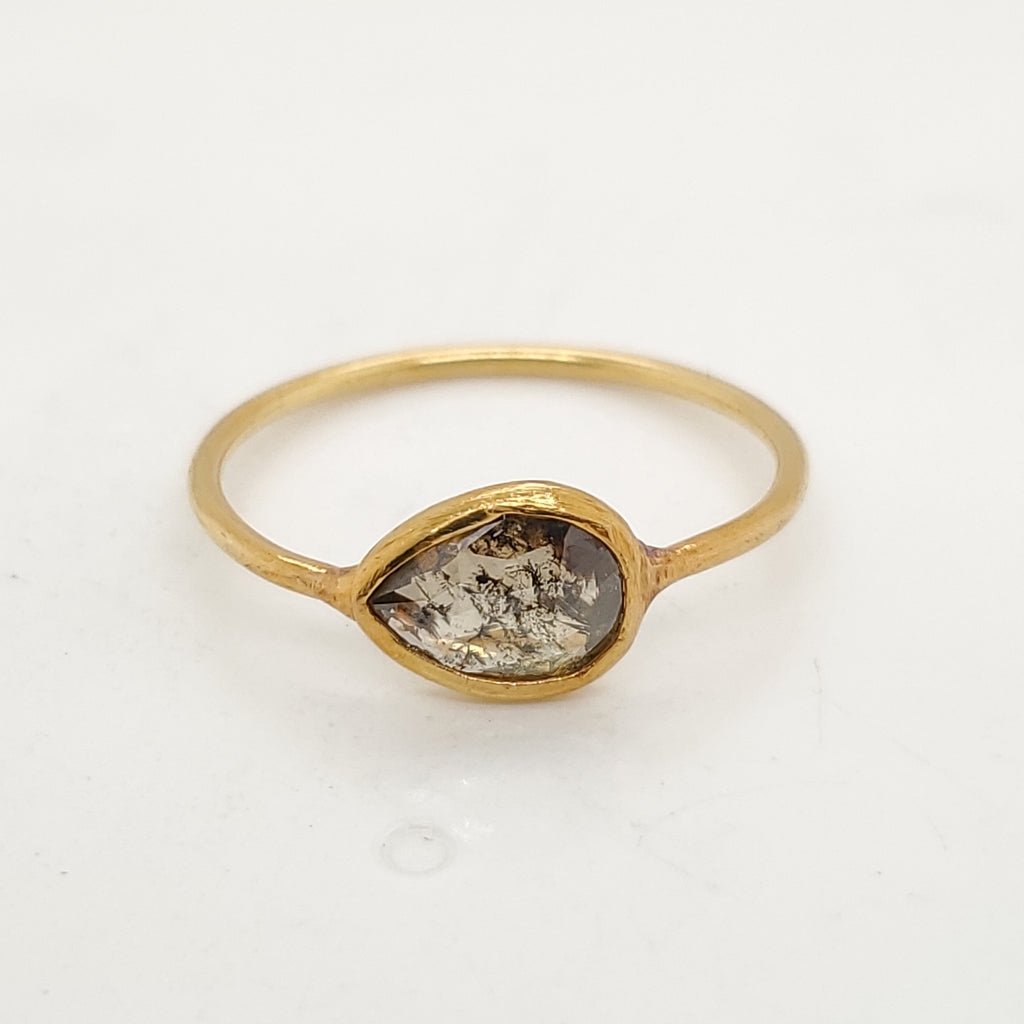 18kt Yellow Gold Bezel Set Color Diamond Ring