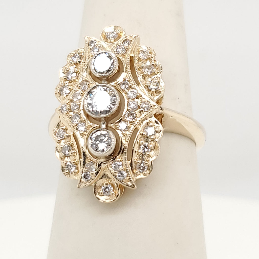 14kt Yellow Gold Shield Shaped Diamond Ring