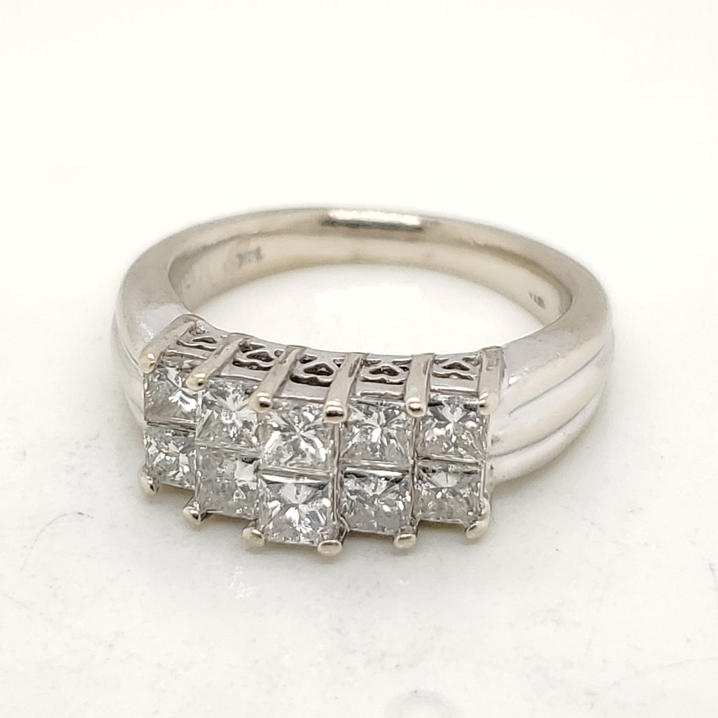 14Kt White Gold Princess Cut Diamond Ring