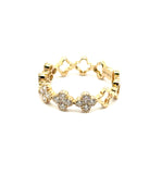 0.65 Ctw 14Kt Yellow Gold Clover Design Diamond Fashion Band