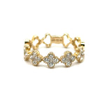 0.65 Ctw 14Kt Yellow Gold Clover Design Diamond Fashion Band