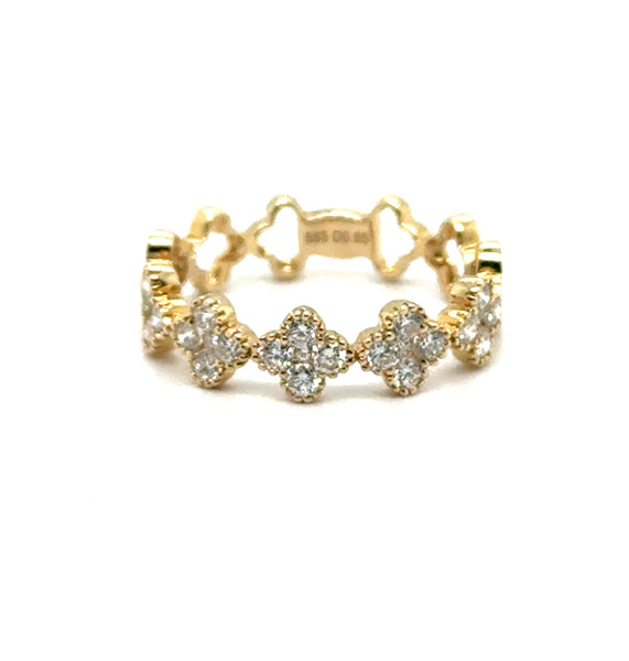 0.65 Ctw 14Kt Yellow Gold Clover Design Diamond Fashion Band