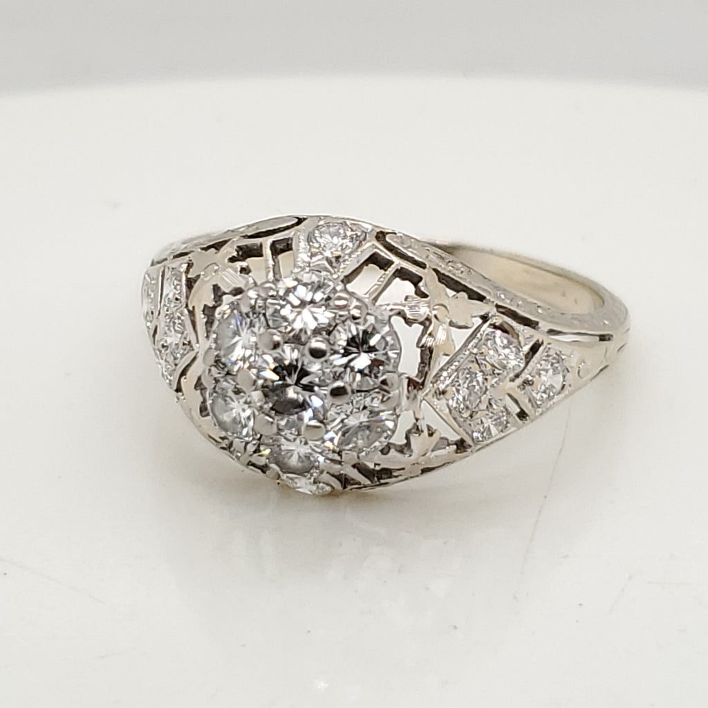 Art Deco 18kt White Gold Diamond Ring