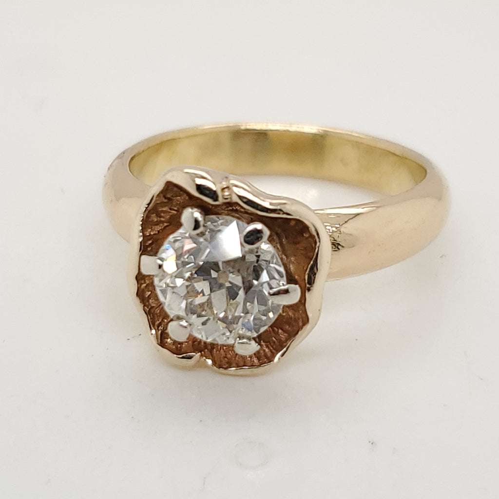 Vintage 14kt Yellow Gold European Cut Diamond Ring