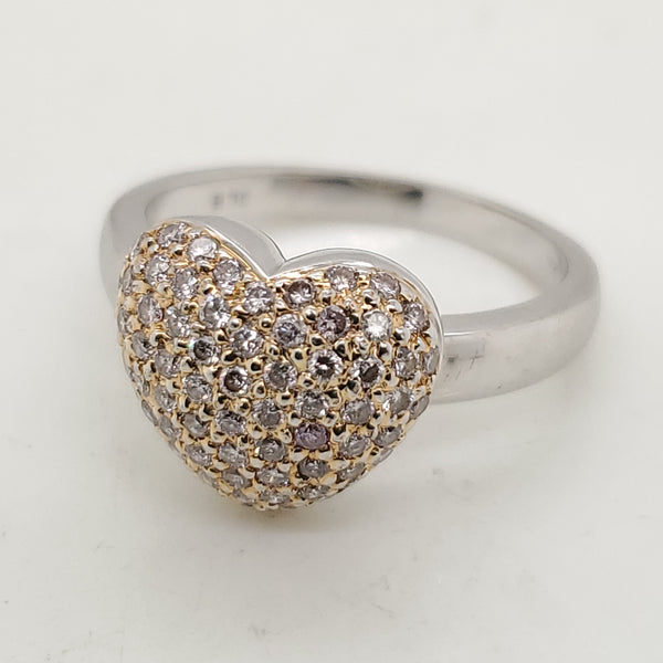 18kt White Gold Pink Diamond Heart Shaped Ring