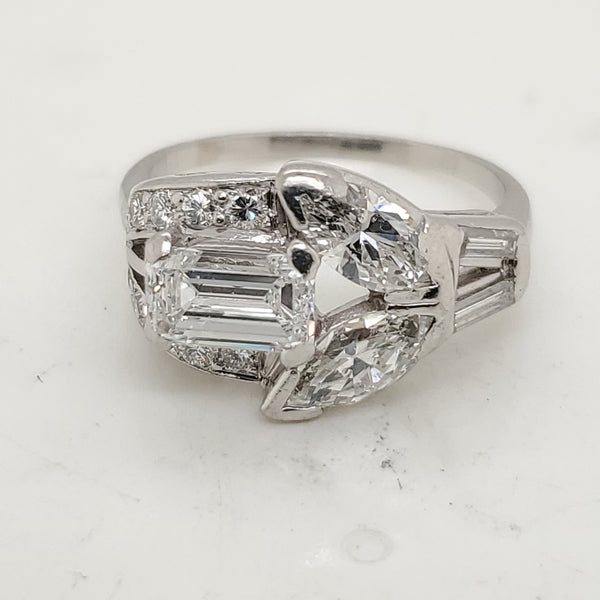 Vintage 50S Retro Plattinum Diamond Ring
