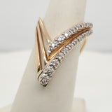 Vintage 1970s 14kt Yellow Gold Flying V Diamond Ring