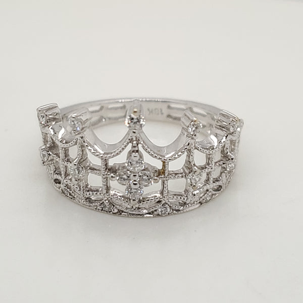 18kt White Gold Diamond Crown Ring