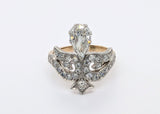Vintage-Inspired 18K Yellow Gold and Platinum Diamond Tiara Ring