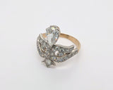 Vintage-Inspired 18K Yellow Gold and Platinum Diamond Tiara Ring