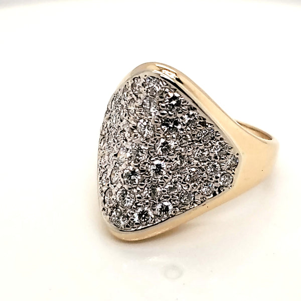 14kt Yellow Gold Pave Set Diamond Saddle Ring
