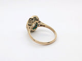 18K Yellow Gold Diamond Ring with Emerald Halo