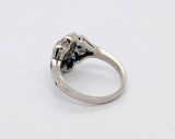 Vintage Platinum Ring with Diamonds and Blue Sapphires