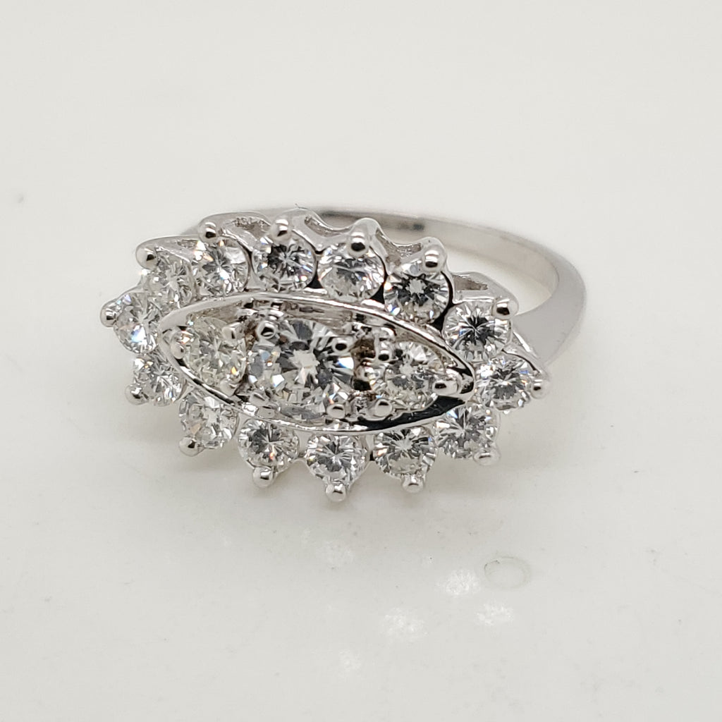 Vintage 14kt White Gold and Diamond Princess Ring