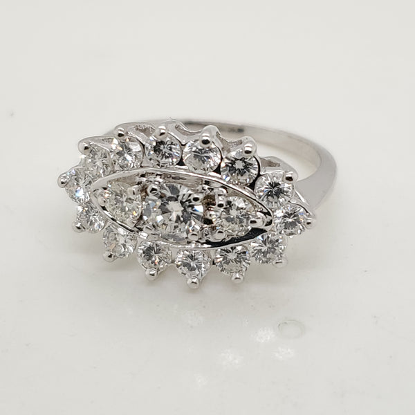 Vintage 14kt White Gold and Diamond Princess Ring