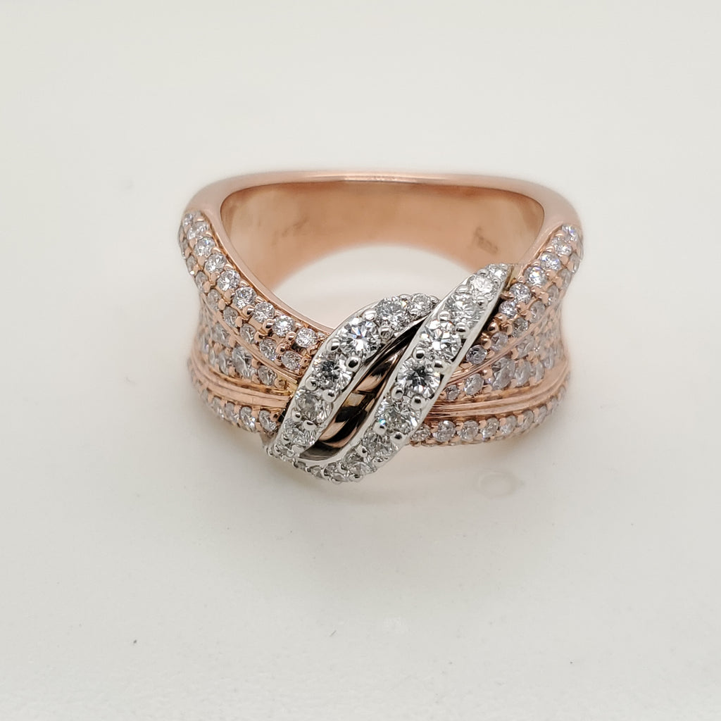 14Kt White And Rose Gold Diamond Fashion Ring