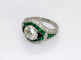 Platinum Art Deco-Inspired Diamond, Emerald, and Black Onyx Ring