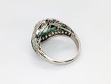 Platinum Art Deco-Inspired Diamond, Emerald, and Black Onyx Ring