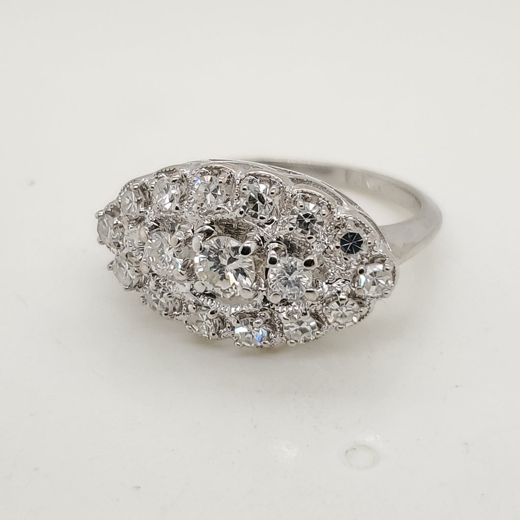 Vintage 14kt White Gold and Diamond Princess Ring